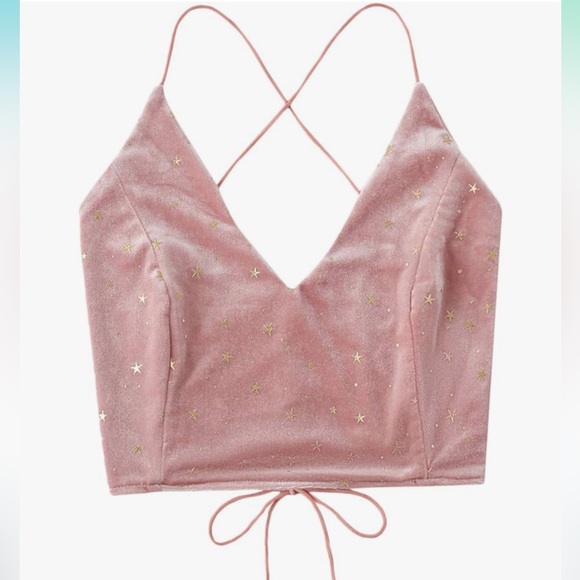 Pink Velvet Galaxy Crop Top - Picture 1 of 3
